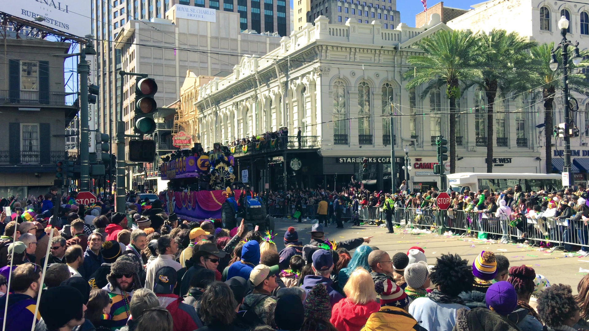 New Orleans, LA - February 9, 2016: Mardi Gras Floats Parade Thr
